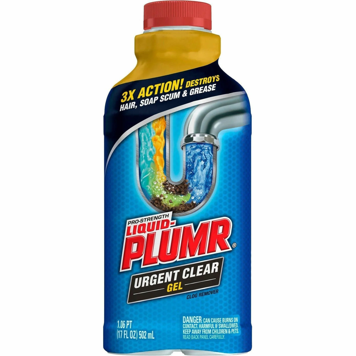 Liquid-Plumr Urgent Clear Pro-Strength Clog Remover - 17 fl oz - Blue Bottle - Drain Cleaners