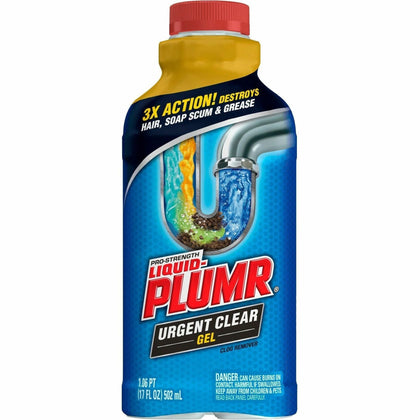 Liquid-Plumr Urgent Clear Pro-Strength Clog Remover - 17 fl oz - Blue Bottle - Drain Cleaners