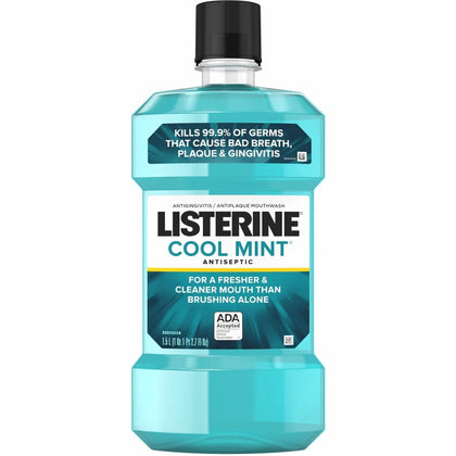 LISTERINE® Cool Mint Antiseptic Mouthwash - Fight Plaque & Bad Breath - Personal Hygiene Supplies