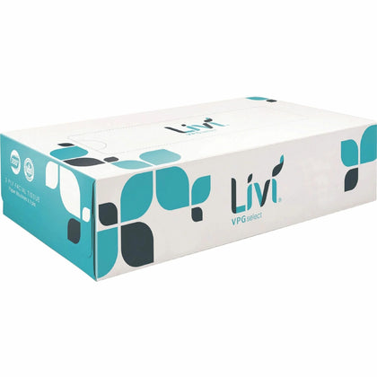 Livi Solaris 2-Ply Facial Tissue: Soft White Virgin Fiber - 100/Box - 30/Carton - Tissues