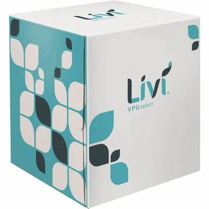 Livi VPG Facial Tissues: 2-Ply White Virgin Fiber - 90/Box x 36/Carton - Tissues