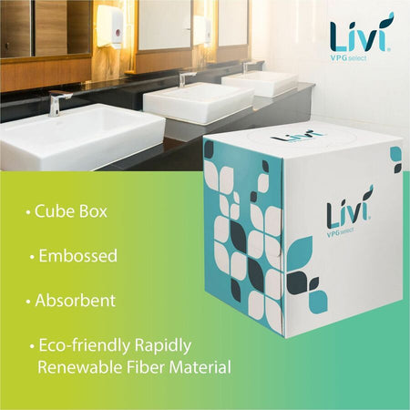Livi VPG Facial Tissues - 2 Ply - White - Virgin FiberBox - 90/Box - 36 / Carton
