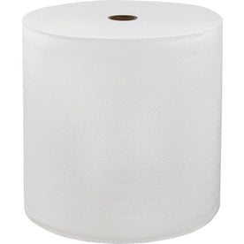 LoCor Hard Wound Roll Towels: 1-Ply 7’’ x 800 ft White - Virgin Fiber - 6 Rolls - Paper Towels