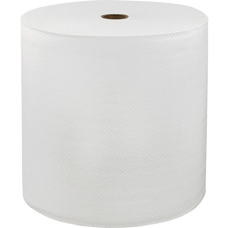 LoCor Hard Wound Roll Towels: 1-Ply 7’’ x 800 ft White - Virgin Fiber - 6 Rolls - Paper Towels