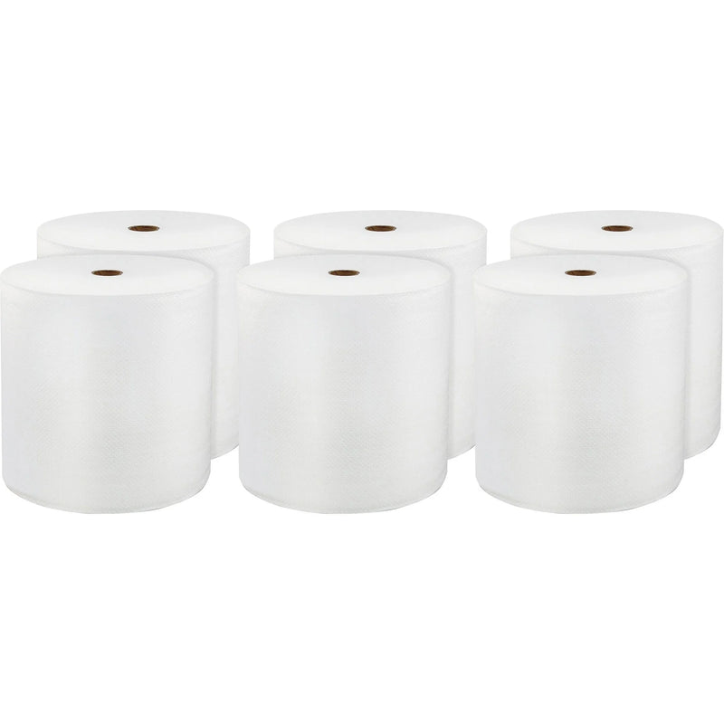 LoCor Hardwound Roll Towels: 1-Ply 8’’ x 800 ft White - Virgin Fiber - 6/Carton - Paper Towels