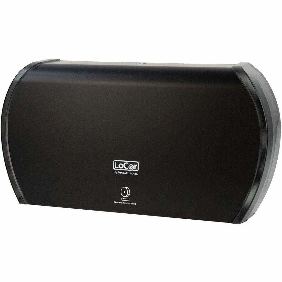 LoCor Jumbo Twin Bath Tissue Dispenser - Roll - 2 - 5.8’’ Height x 20.9’’ Width 12.4’’ Depth - Matte Black - Bathroom