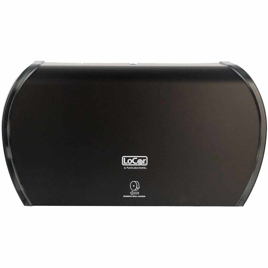 LoCor Jumbo Twin Bath Tissue Dispenser - Roll - 2 - 5.8’’ Height x 20.9’’ Width 12.4’’ Depth - Matte Black - Bathroom