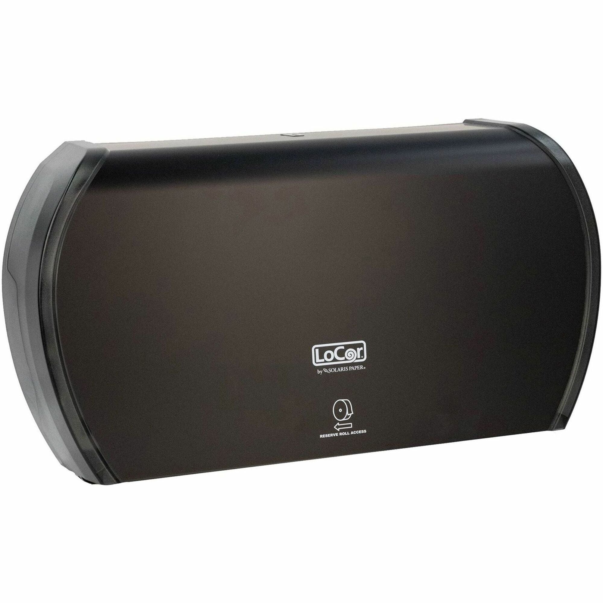 LoCor Jumbo Twin Bath Tissue Dispenser - Roll - 2 - 5.8’’ Height x 20.9’’ Width 12.4’’ Depth - Matte Black - Bathroom