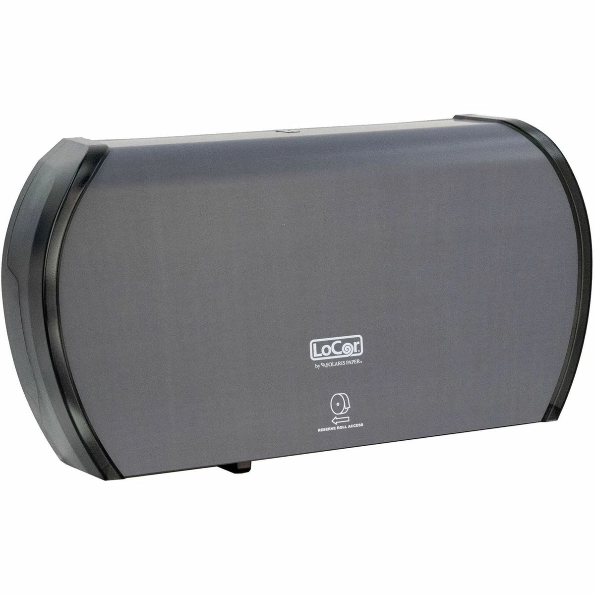 LoCor Jumbo Twin Bath Tissue Dispenser: Roll Dispenser for 2 Rolls - Matte Gray Sliding Door - Bathroom Dispensers