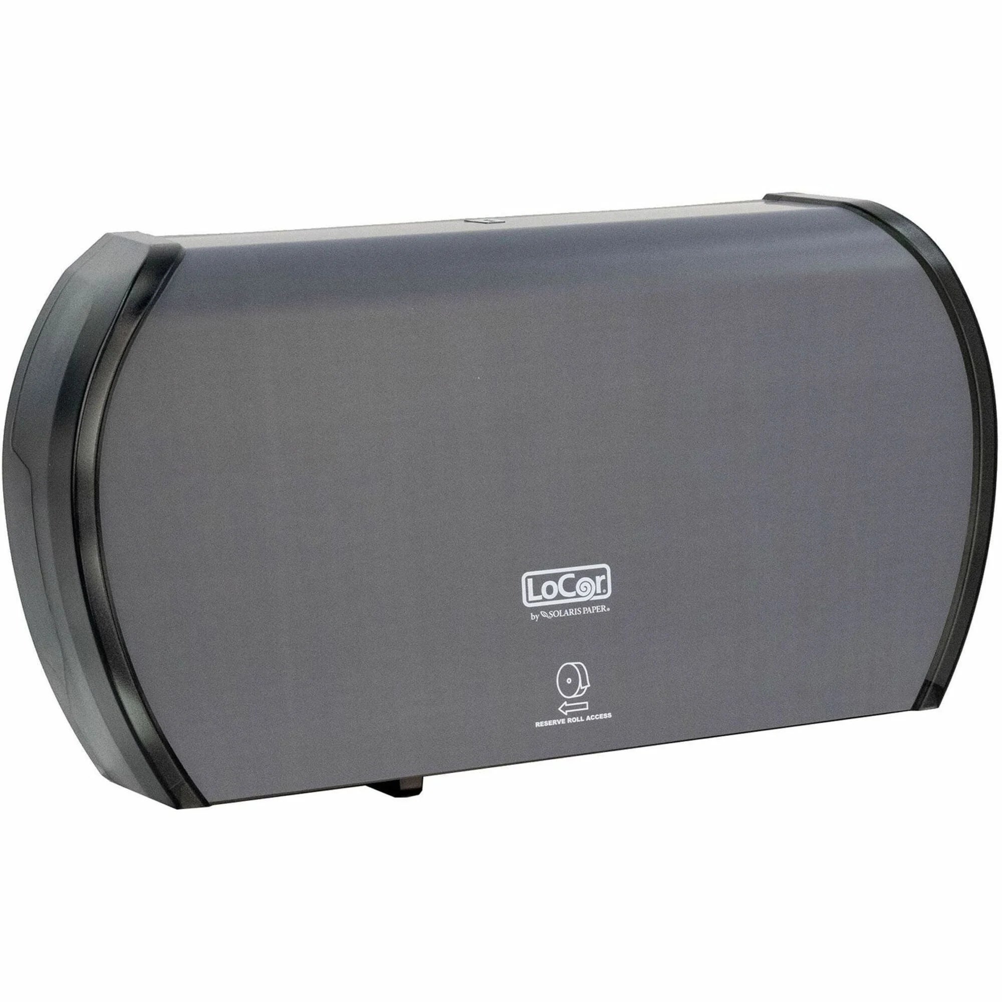 LoCor Jumbo Twin Bath Tissue Dispenser: Roll Dispenser for 2 Rolls - Matte Gray Sliding Door - Bathroom Dispensers