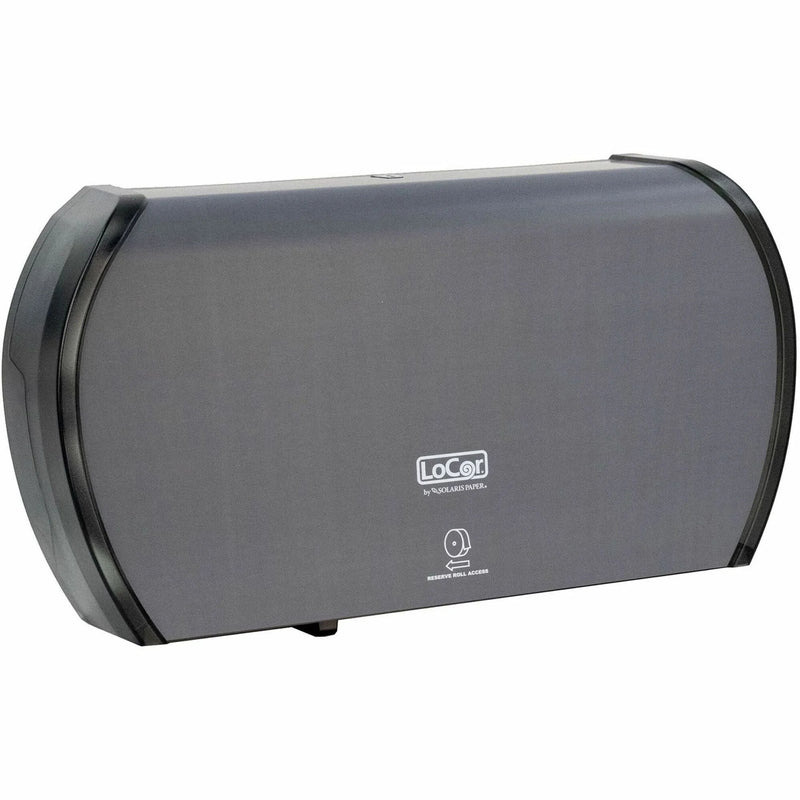 LoCor Jumbo Twin Bath Tissue Dispenser: Roll Dispenser for 2 Rolls - Matte Gray Sliding Door - Bathroom Dispensers