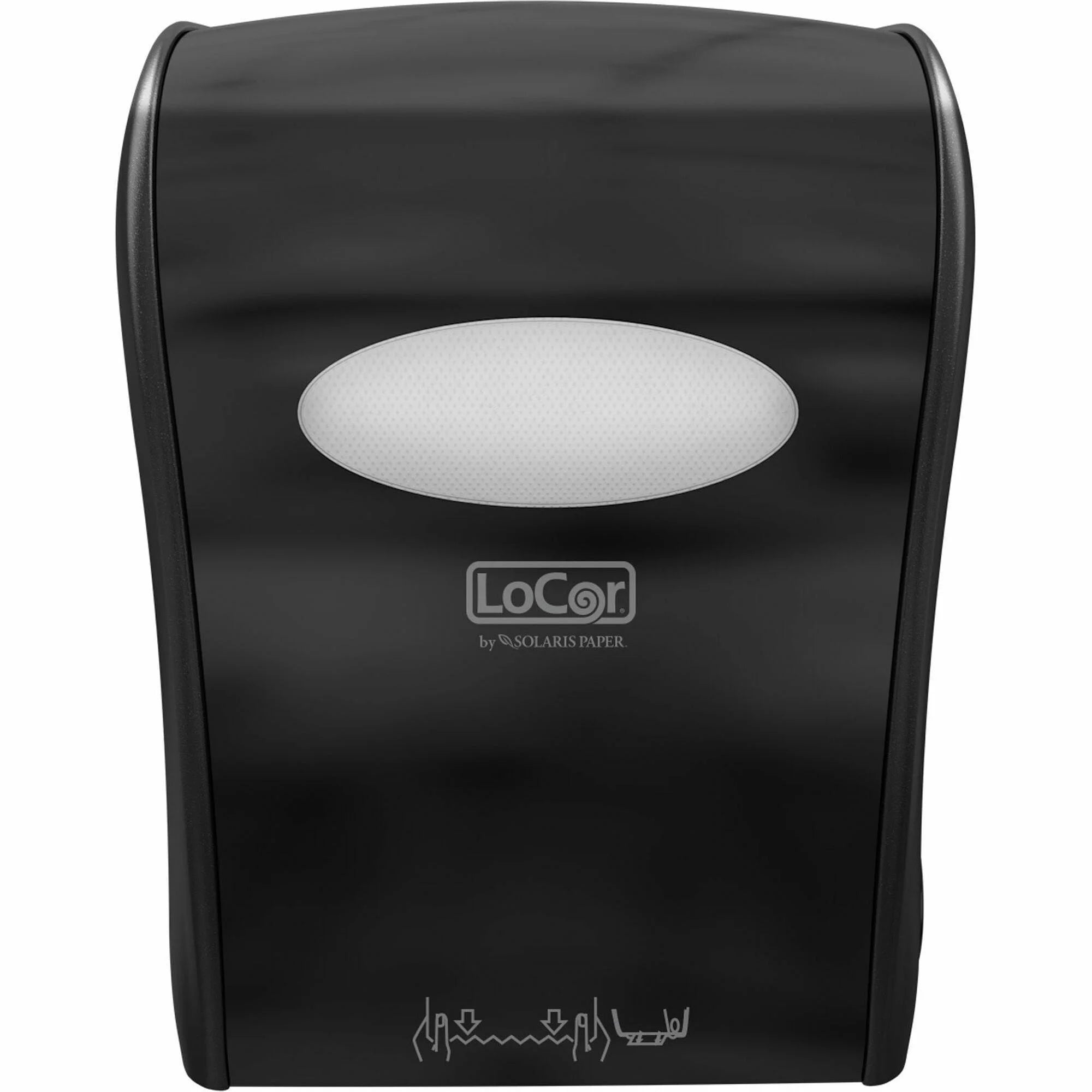 LoCor Mechanical Hands-Free Roll Dispenser - Touchless Key Lock - 10’’ x 12.4’’ 16.8’’ - Black - Paper Towel Dispensers