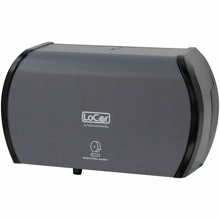 LoCor Side-By-Side Bath Tissue Dispenser - Roll - 3000 x Sheet - 5.2’’ Height 15’’ Width 8.9’’ Depth - Matte Gray