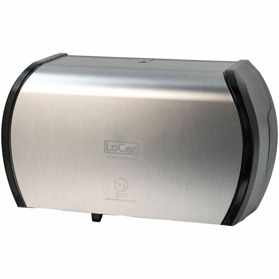 LoCor Side-By-Side Bath Tissue Dispenser - Roll - 3000 x Sheet - 5.2’’ Height 15’’ Width 8.9’’ Depth - Stainless