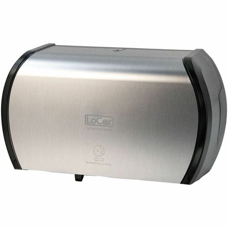LoCor Side-By-Side Bath Tissue Dispenser - Roll - 3000 x Sheet - 5.2’’ Height 15’’ Width 8.9’’ Depth - Stainless