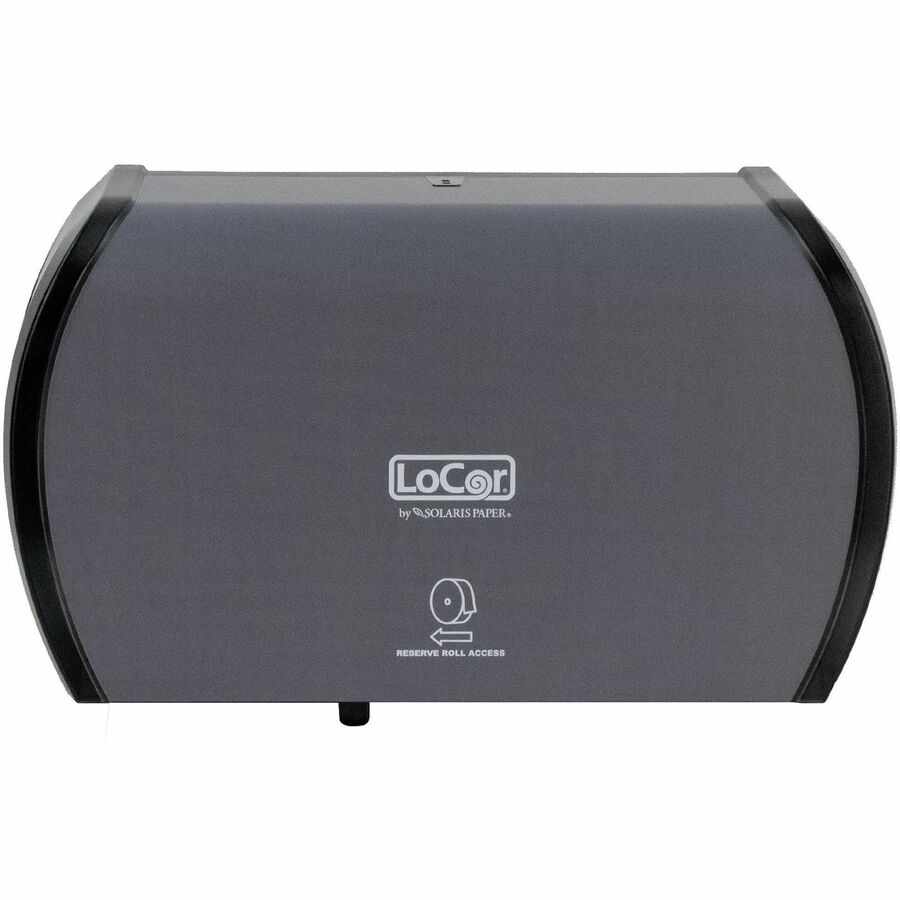LoCor Side-By-Side Bath Tissue Dispenser - Roll - 3000 x Sheet - 5.2’’ Height 15’’ Width 8.9’’ Depth - Matte Gray