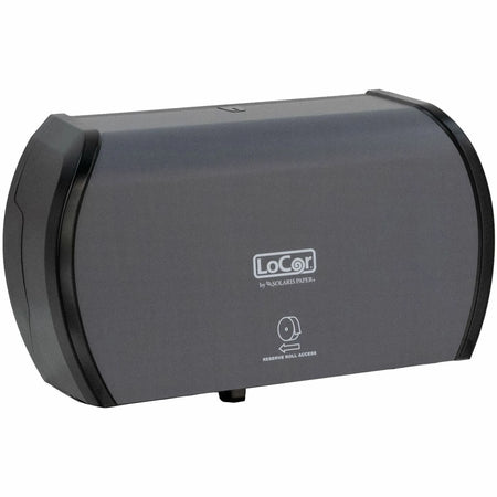 LoCor Side-By-Side Bath Tissue Dispenser - Roll - 3000 x Sheet - 5.2’’ Height 15’’ Width 8.9’’ Depth - Matte Gray