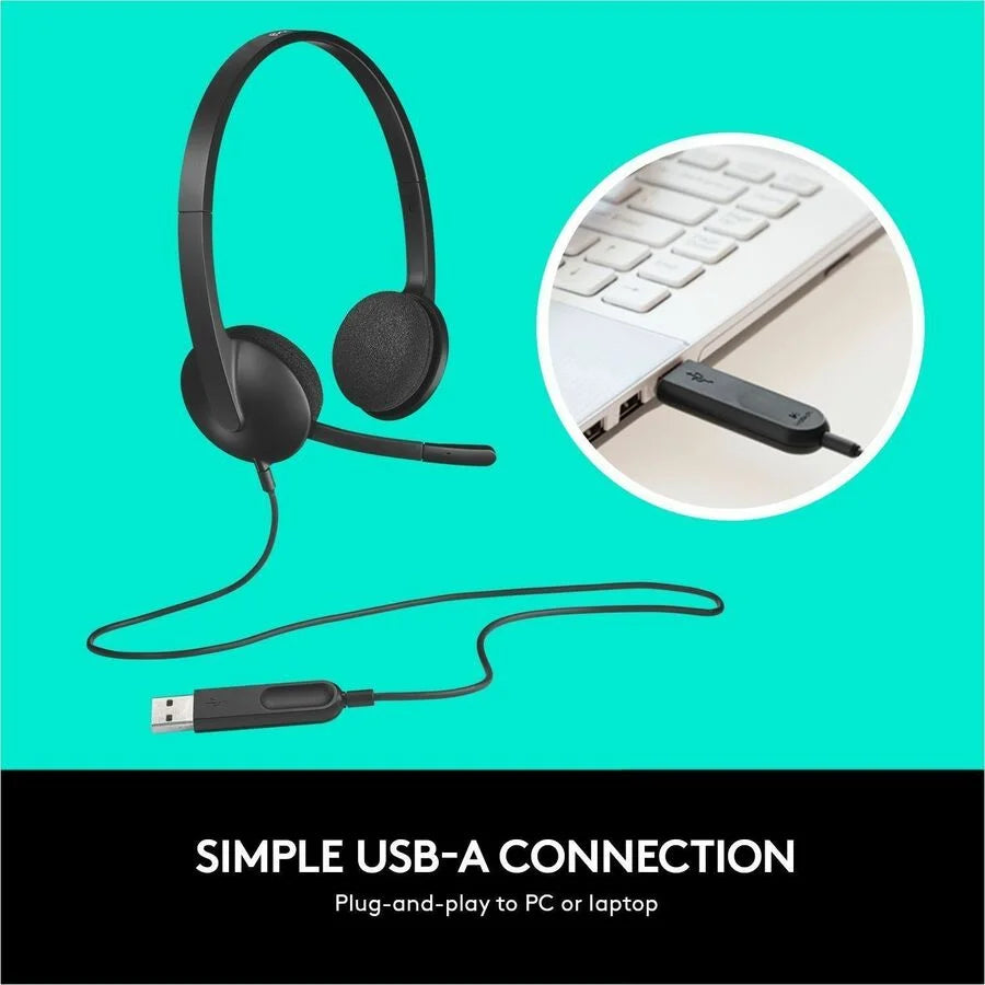 Logitech H340 USB Headset: Stereo Wired Headphones for Clear Audio