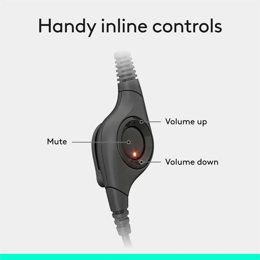 Logitech H390 USB Headset: Stereo Wired Headphones with Noise Cancelling Mic