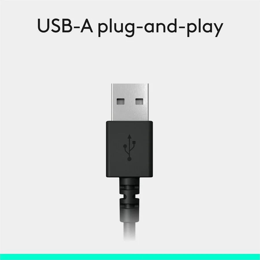 Logitech H390 USB Headset: Stereo Wired Headphones with Noise Cancelling Mic