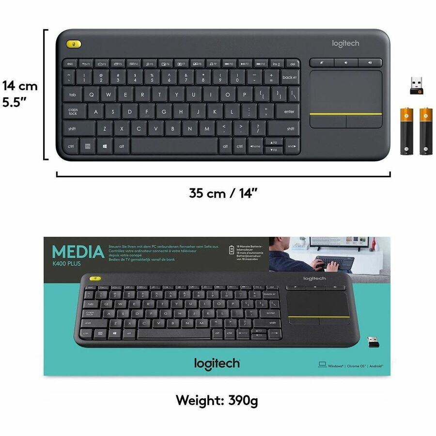 Logitech K400 Plus Touchpad Wireless Keyboard - Alternate-Image7