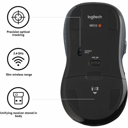 Logitech M510 Wireless Mouse: Optical 1000 dpi 7 Buttons - Keyboards & Mice