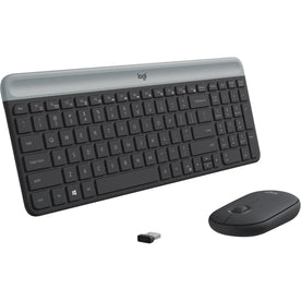 Logitech MK470 Slim Combo: Graphite Keyboard & Mouse - Wireless RF - 1000 dpi - Keyboards Mice