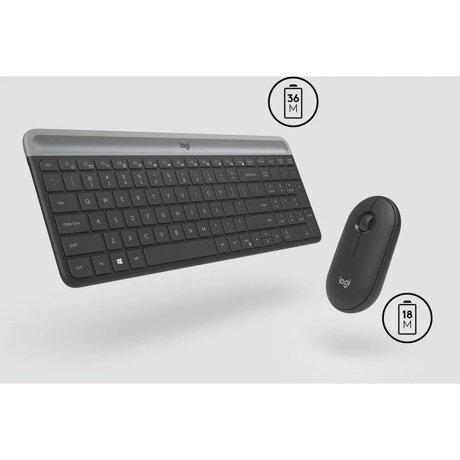 Logitech MK470 Slim Combo: Graphite Keyboard & Mouse - Wireless RF - 1000 dpi - Keyboards Mice