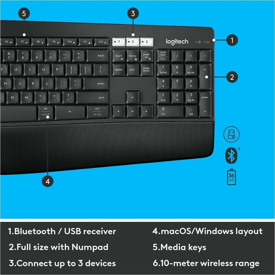Logitech MK850 Performance Wireless Keyboard and Mouse Combo - Alternate-Image8