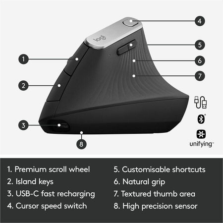 Logitech MX Vertical Advanced Ergonomic Mouse - Alternate-Image5