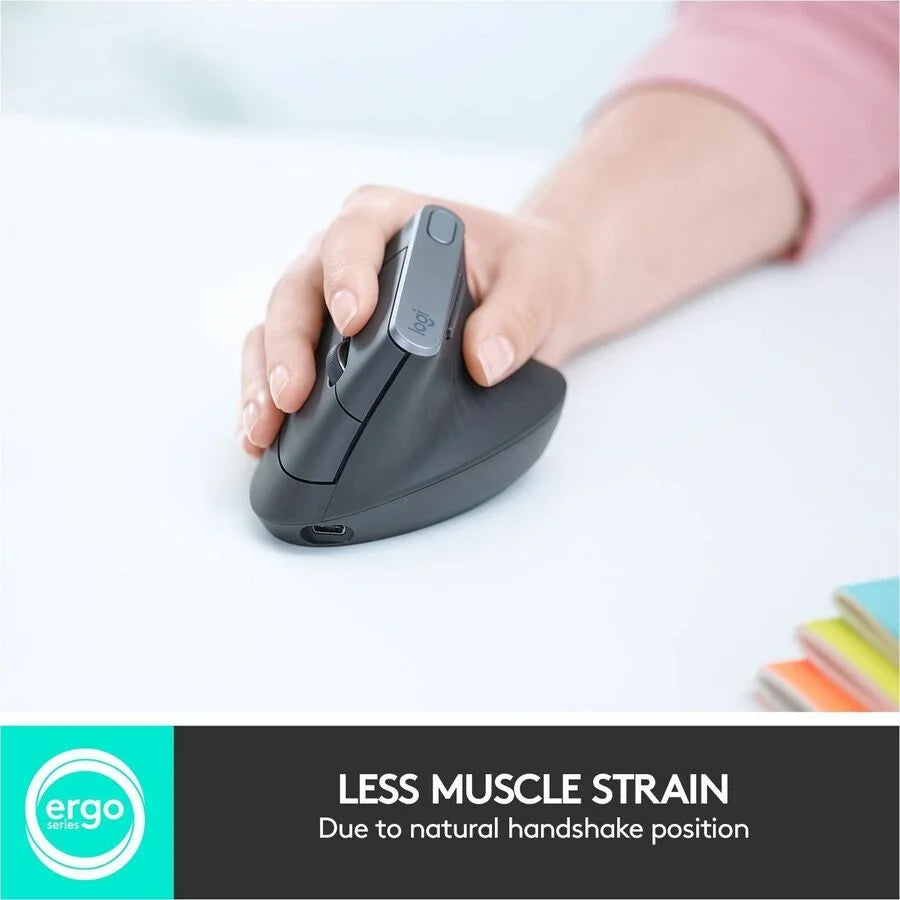 Logitech MX Vertical Ergonomic Mouse: Graphite Wireless 4000 dpi - Keyboards & Mice
