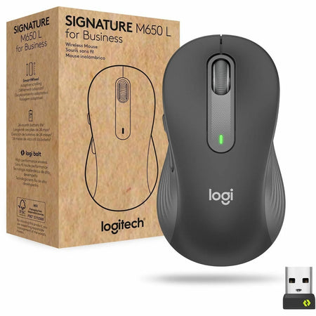 Logitech Signature M650L Mouse: Wireless Bluetooth/Radio - Graphite - 4000 dpi - Keyboards & Mice