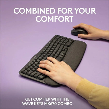 Logitech Wave Keys MK670 Keyboard & Mouse Set - Wireless Bluetooth 4000 dpi - Keyboards Mice