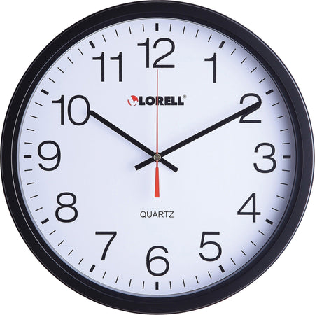 Lorell 12-1/2’’ Slimline Wall Clock - Analog - Quartz - Black Case - Modern Style - Clocks