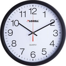Lorell 12-1/2’’ Slimline Wall Clock - Analog - Quartz - Black Case - Modern Style - Clocks