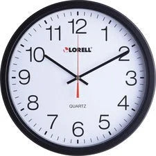 Lorell 12-1/2’’ Slimline Wall Clock - Analog - Quartz - Black Case - Modern Style - Clocks