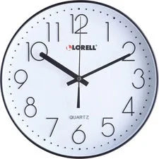 Lorell 12’’ Round Quiet Wall Clock - Analog - Quartz - Black Case - Clocks