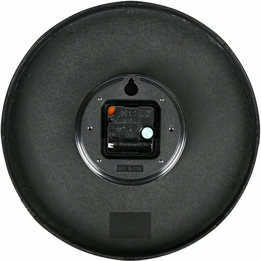 Lorell 12’’ Round Quiet Wall Clock - Analog - Quartz - Black Case - Clocks