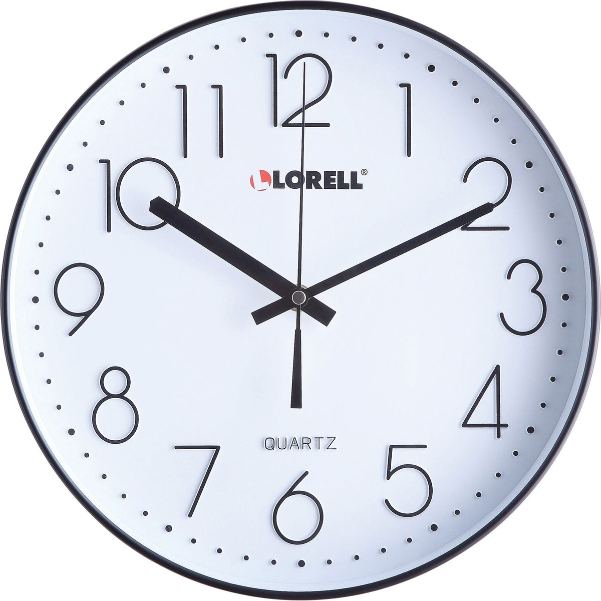 Lorell 12’’ Round Quiet Wall Clock - Analog - Quartz - Black Case - Clocks