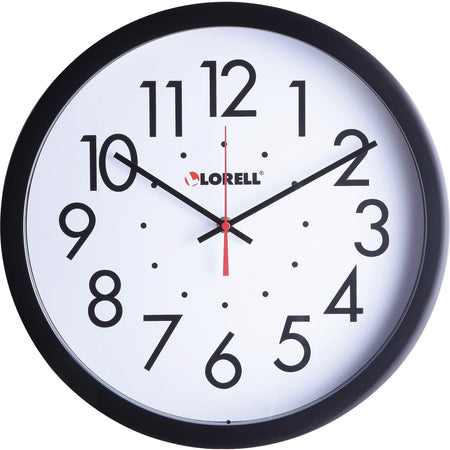 Lorell 14-1/2’’ Self-Set Wall Clock - Analog - Quartz - White Main Dial - Black Case - Clocks