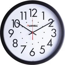 Lorell 14-1/2’’ Self-Set Wall Clock - Analog - Quartz - White Main Dial - Black Case - Clocks