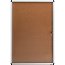 Lorell 36x24 Enclosed Cork Bulletin Board: Lockable Resilient & Durable - Boards