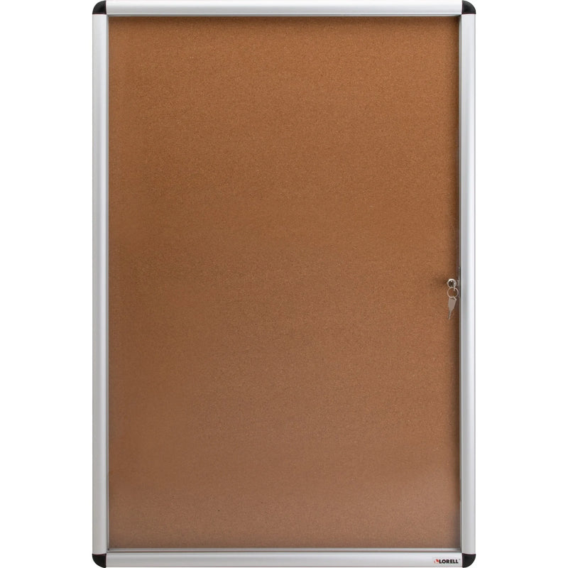 Lorell 36x24 Enclosed Cork Bulletin Board: Lockable Resilient & Durable - Boards