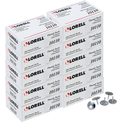 Lorell 5/16’’ Long Thumb Tacks - Secure Schedules & Walls - 100 Pack - Board Easel Accessories