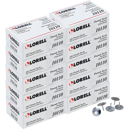 Lorell 5/16’’ Long Thumb Tacks - Secure Schedules & Walls - 100 Pack - Board Easel Accessories