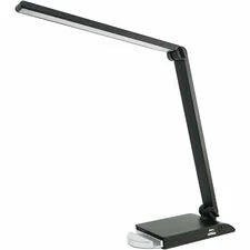Lorell 8-watt SMD LED Task Light - 8 W Bulb - USB Charging Dimmable - Aluminum Plastic - Desk Mountable - Black