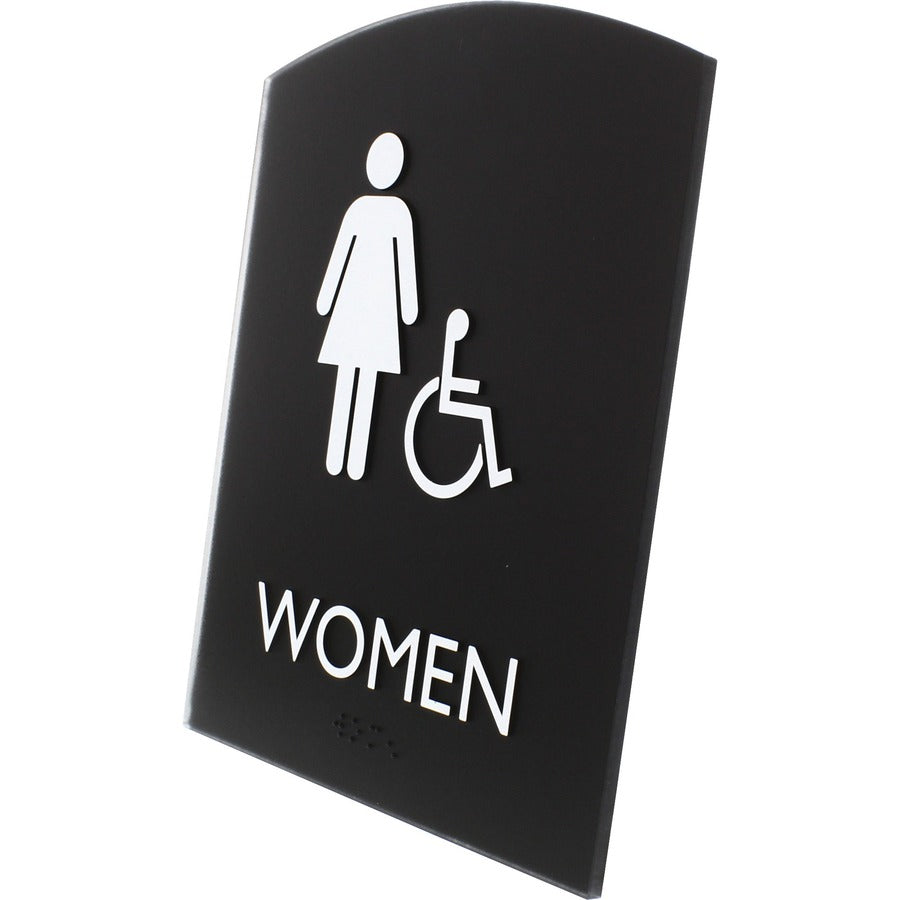 Lorell Arched Women's Handicap Restroom Sign - Left