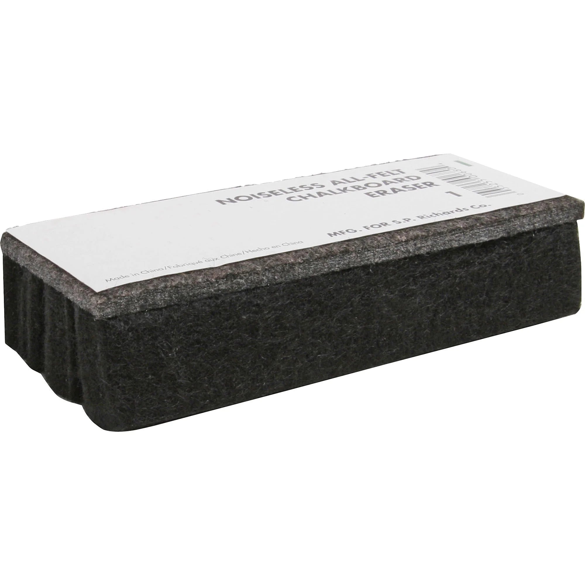 Lorell Chalkboard Eraser: Noiseless Dustless Black Felt - 1 Each - Board & Easel Accessories