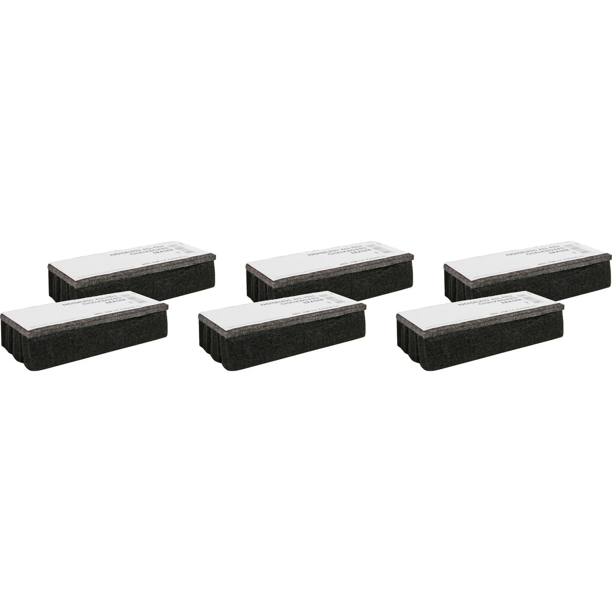 Lorell Chalkboard Erasers: Noiseless Dustless - Black Felt - 6/Bundle - Board & Easel Accessories