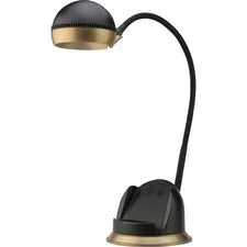 Lorell Charging Base Desk Lamp - 6.2’’ Height x 7.6’’ Width - 1 6 W LED Bulb - Adjustable Arm - Plastic - Mountable